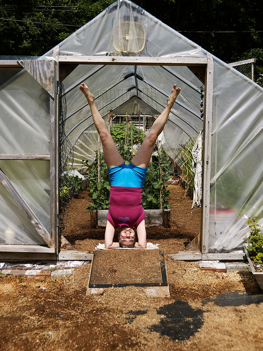 Stephanie "Getting grounded in the greenhouse." Sointula, British Columbia.
