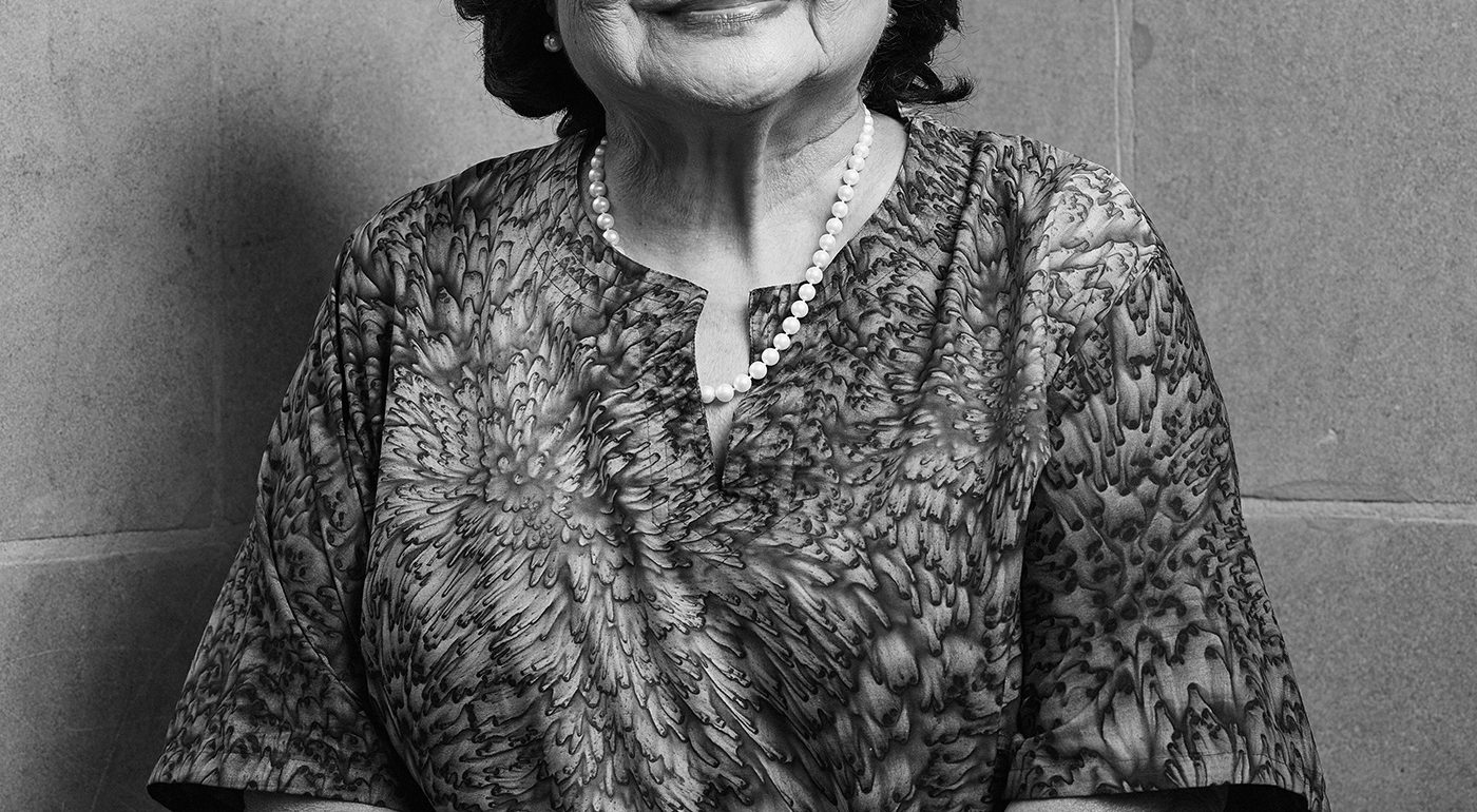 Portrait of Setsuko Thurlow in the Peace Garden at Nathan Phillips Square in Toronto.